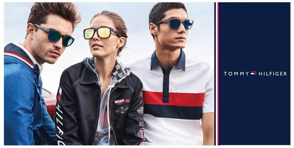 Aanzicht van modellen die een Tommy Hilfiger zonnebril op sterkte dragen